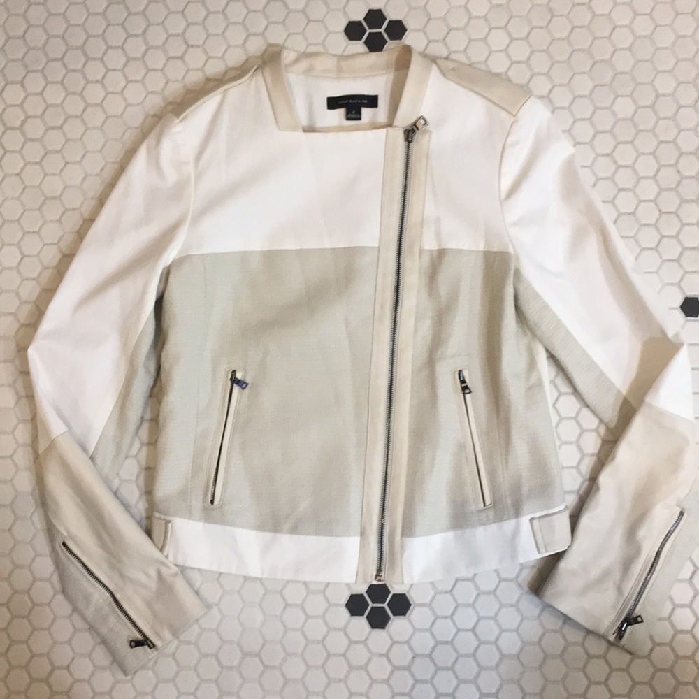 Ann Taylor White Moto Jacket ***